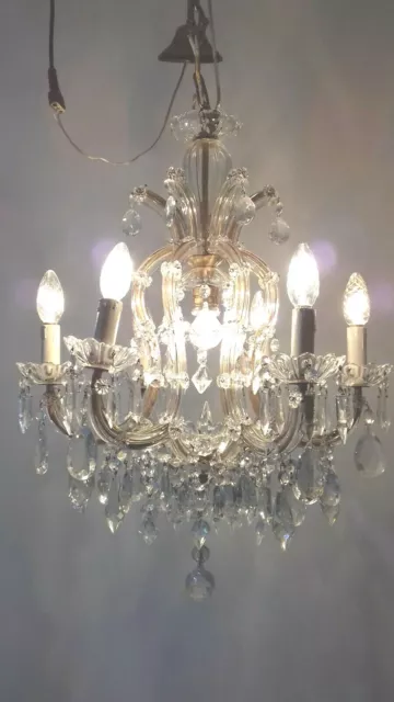 Bellissimo Lampadario d'epoca Maria Teresa 7 luci Old chandelier crystal Lustre