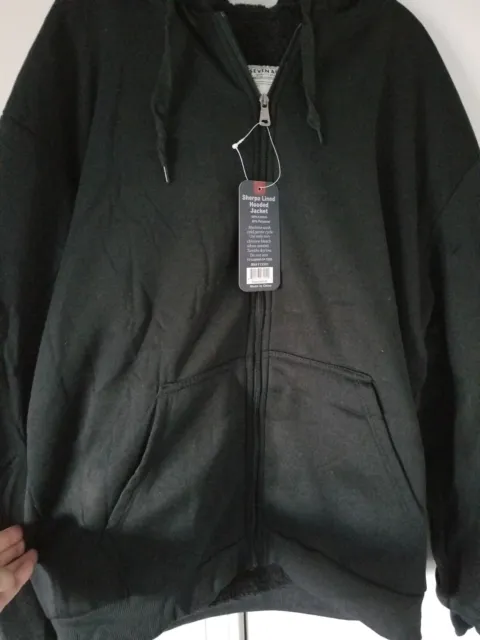 Sherpa Lined Full Zip Hoodie Jacket Men's XL Black Pockets Warm Cozy