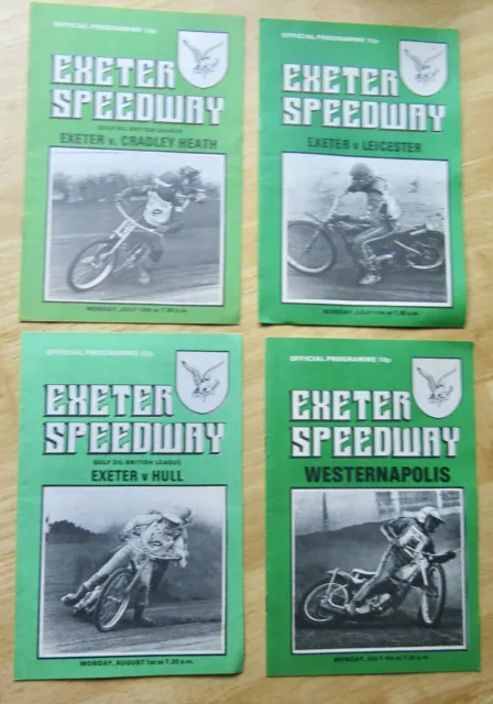 Exeter Speedway :4 Programs 1977: v Westernapolis,v Leicester, v Cradley, v Hull