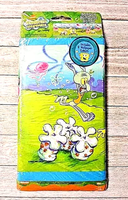 Pantalones cuadrados Bob Esponja 9 pulgadas por 4 yardas prepegados rollo borde de pared