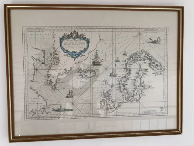 Quadro Rifacimento Mappa Nautica Mare Del Nord 1751