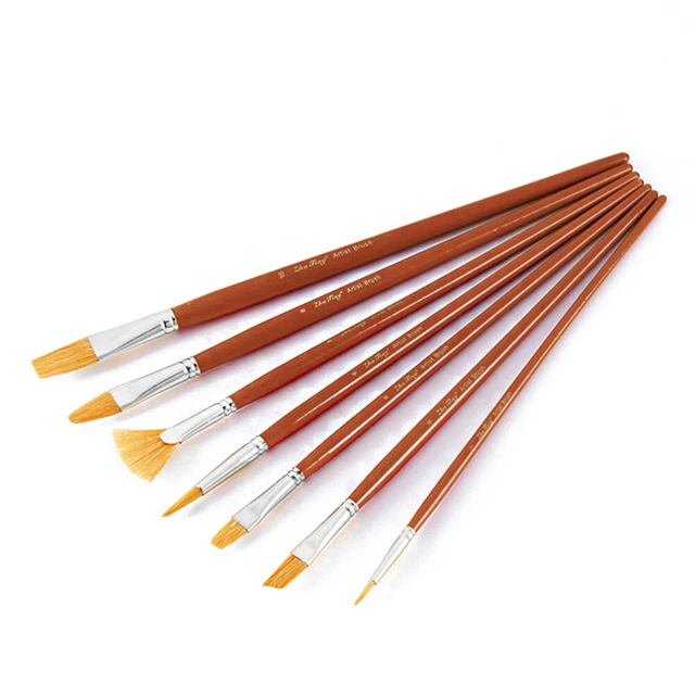 7 pz spazzole per pittura acrilica peli di nylon per set acquerello ad olio