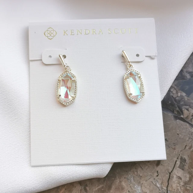 NEW Kendra Scott Lee Gold Drop Earrings In Dichroic Glass