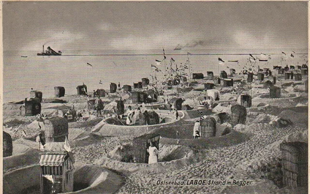AK Ostseebad Laboe - Strand mit Bagger 1929, bei Kiel - Ansichtskarte Ostsee