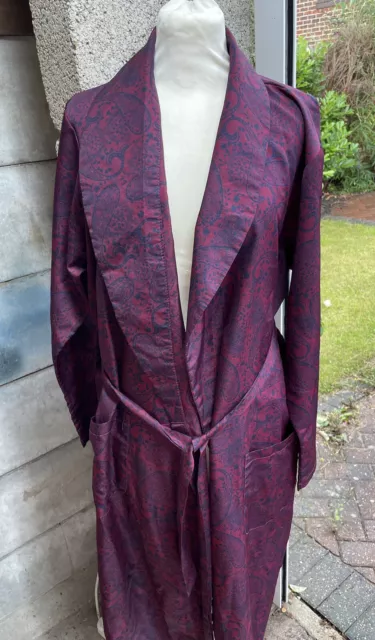Abito da uomo vintage St Michael Paisley giacca da fumo rosso scuro blu taglia S