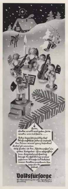 Volksfürsorge Große Reklame 1940 mit Figuren v. Wendt & Kühn Weihnachten Werbung