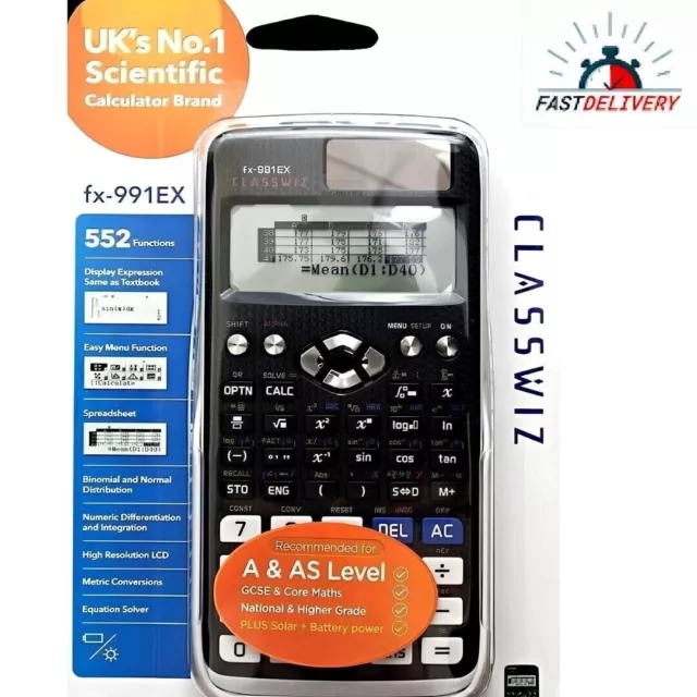 Casio FX991EX Advanced Scientific Calculator 552 FUNCTIONS ClassWiz features