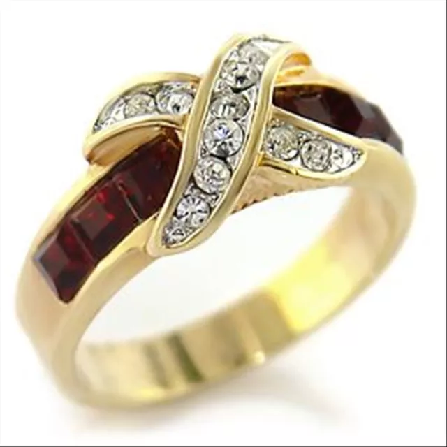 Bague anneau alliance plaquée or et cristal bijou femme neuf taille au choix