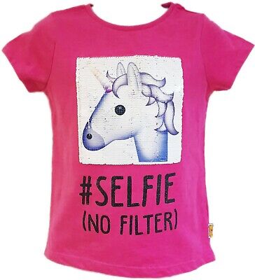 Girls Magical Rainbow Unicorn Top T-shirt New Sequin Cotton Tee Age 2 to 9 Years