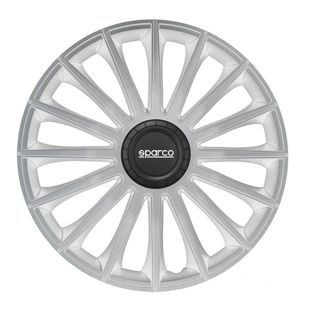 SPARCO Jeu Enjoliveurs de Roues 16 Pouces en ABS Argenté Gris 4 piéces