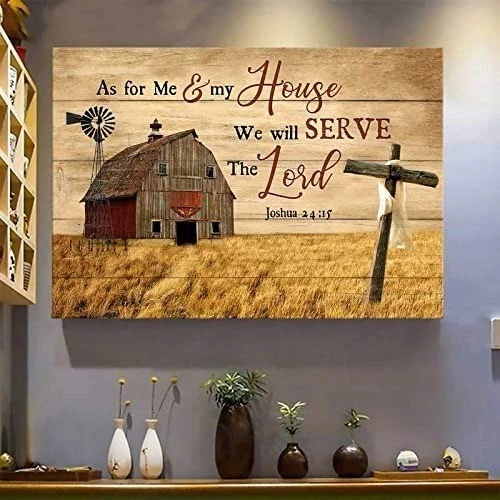 As For Me And My House We Will Serve The Lord Poster, Wooden Cross Poster