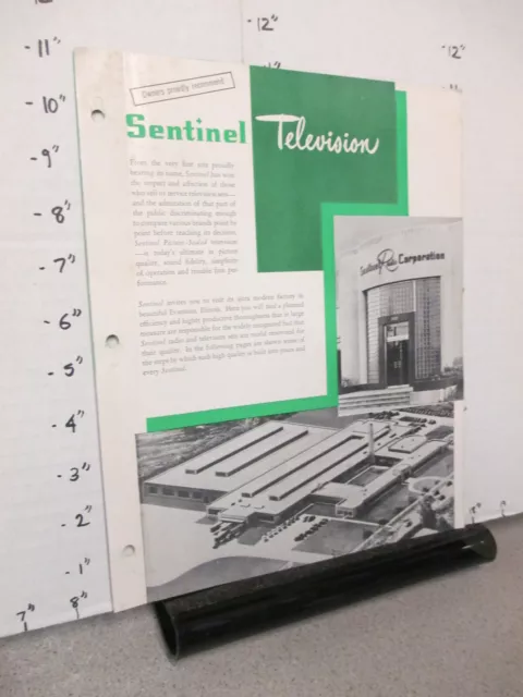 SENTINEL TV radio Corporation 1954 sales sheet inside factory Evanston IL