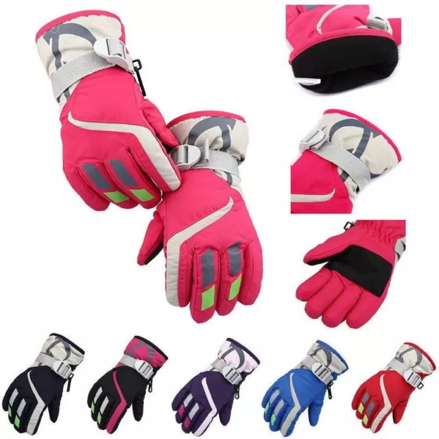 Kids Winter Warm Gloves Boys Girls Ski Snowboard Wind/Waterproof Snow Gloves