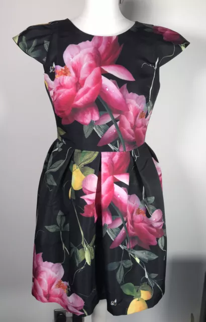 Abito Ted Baker Nuovo Di Zecca Senza Etichette Taglia 1 Uk8 Small S Floral Fit And Flare