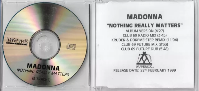 Madonna - Nothing Really Matters - Scarce UK/European 5 track remix promo CD