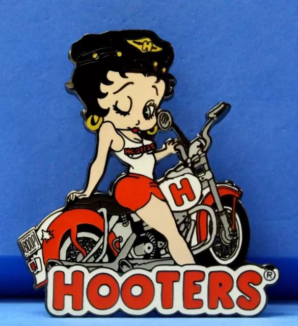 Hooters Betty Boop On A Motorcycle Winking Preowned (Black Silver) Lapel Pin