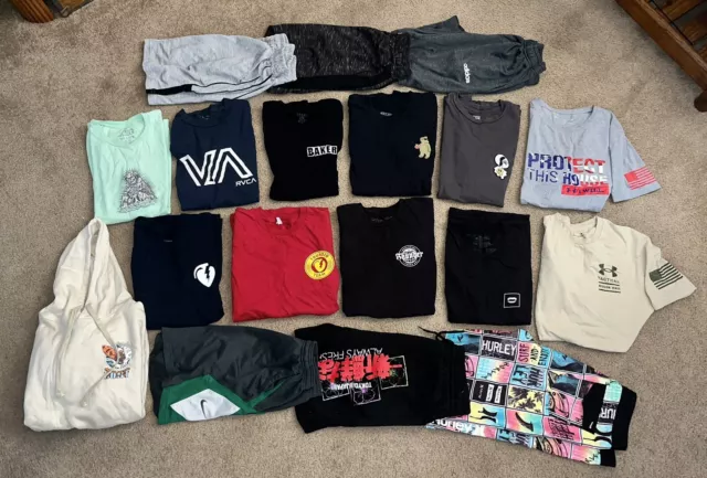 HUGE LOT of Boys Clothes. Most Sz S & M Under Armour, Adidas, Lost, Vans