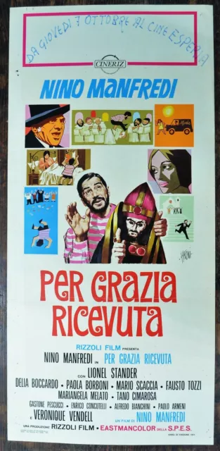 Locandina Originale Per Grazia Ricevuta 71 Nino Manfredi