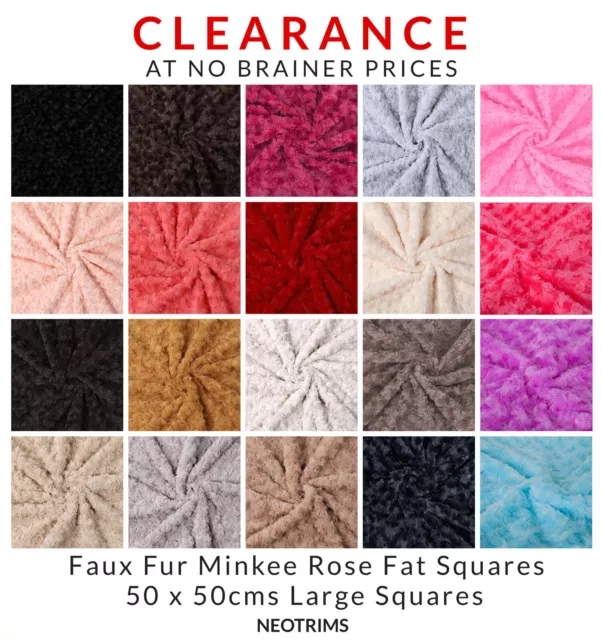 Faux Fur Fabric Large Fat Squares 50x50cm Luxurious Rose Pattern Material Crafts