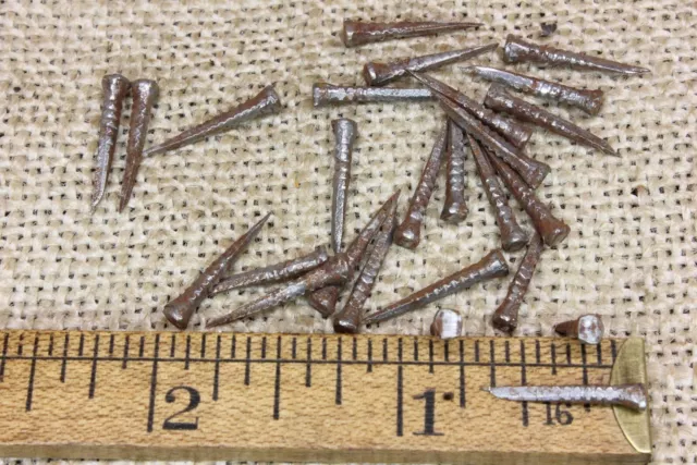 5/8” Old Shoe Cobblers Nails 25 Tacks 1/8” Square Flat Head Vintage Brads Rustic