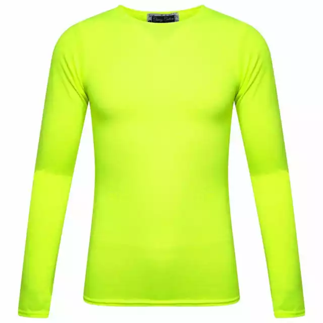 Bambine Ragazze Basic Top Manica Lunga Tinta Unita Neon Scuola Tee T-Shirt 2-13