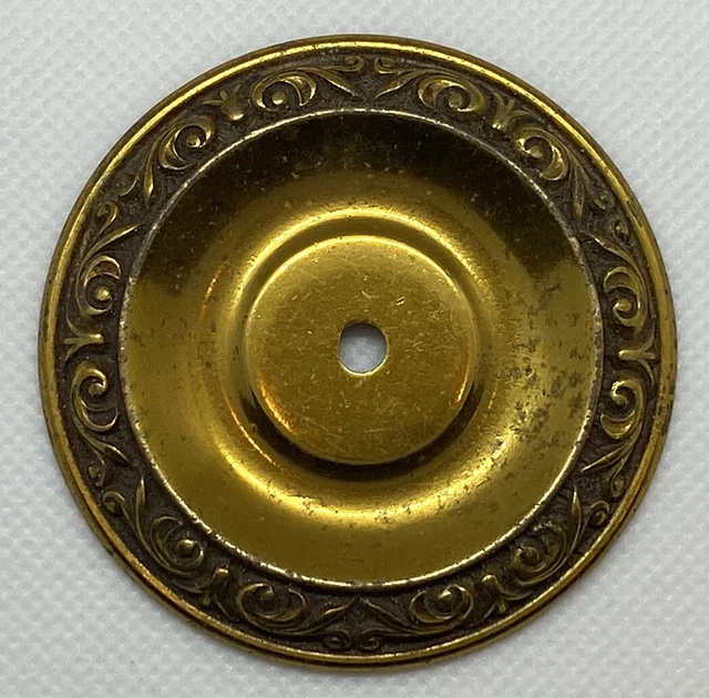 Reclaimed Vintage Small Brass Cabinet Door Knob Pull Handle Back Plate