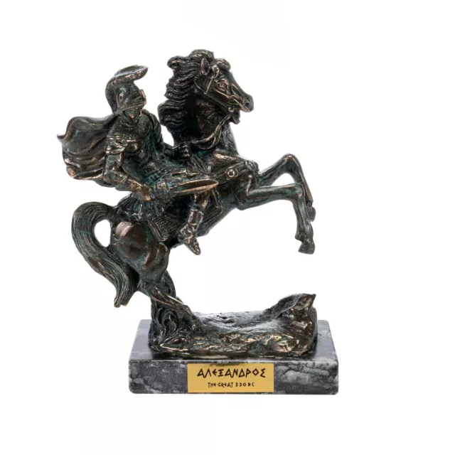 Alexander The Great of Macedonia on his Horse Bucephalus Bronze Marble Base 7.08
