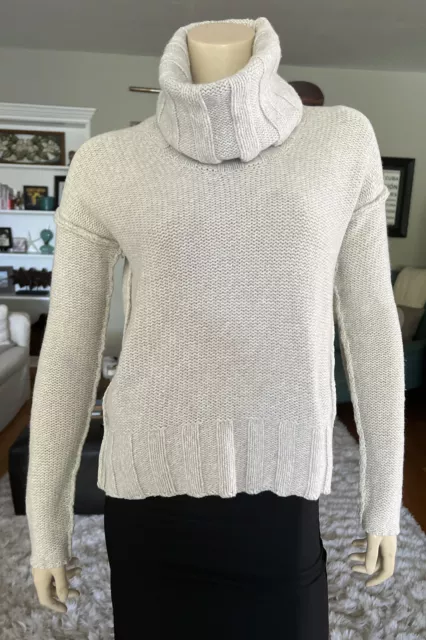 James Perse Wool/Cashmere Ribbed Chunky Knit Turtleneck Sweater ~size 1 (small)