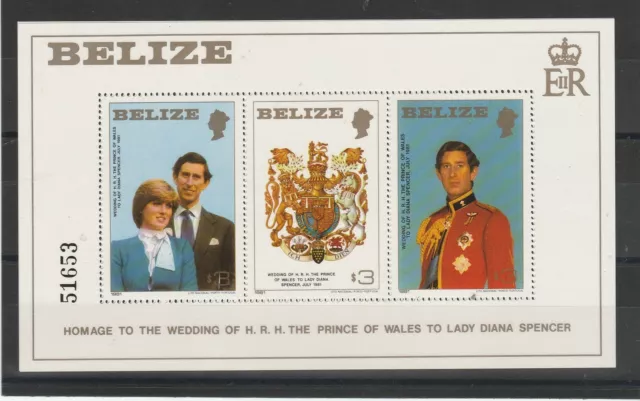 Belize 1981 The Royal Wedding Lady Diana 1 Bf MNH MF58017