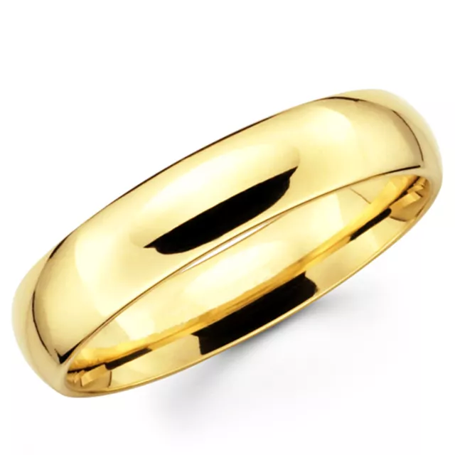 14K Solid Yellow Gold 5mm Comfort Fit Men's and Women's Wedding Band Ring