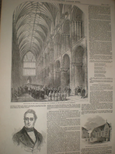 Installation of Bishop of Norwich Cathedral & late Lord Jeffrey 1850 prints