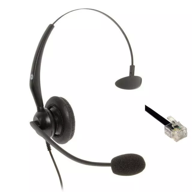 JPL-100M-RJ11 Single Ear Telephone Headset with Microphone & Noise Cancellation