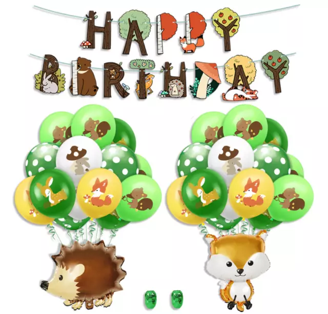 Jungle Animals Themed Birthday Latex Balloon Cake Bunting Flag Banner Party Deco