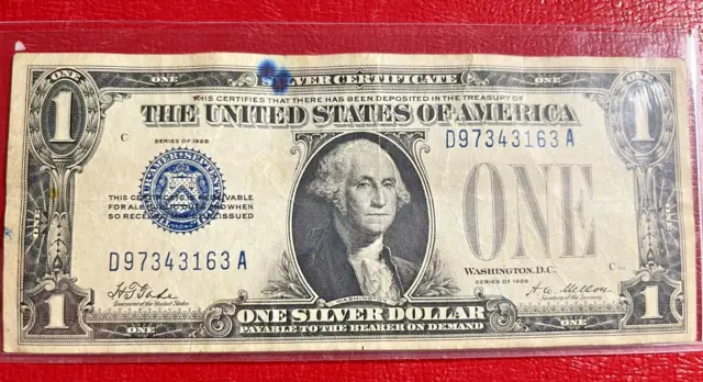 1928 $1 Silver Certificate Funny Back Note, Blue Seal, Circulated, Nice!