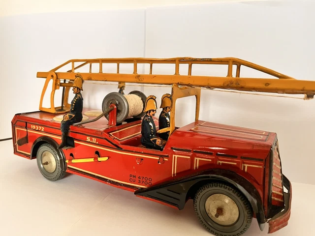 Camion De Pompier Jouet Ancien En Tôle – Collection, En L'état, Générique