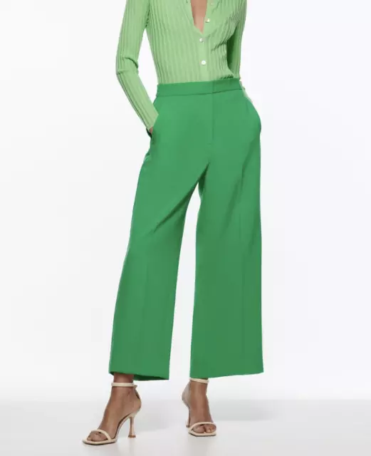 ZARA WOMAN NWT High waisted CROPPED CULOTTES PANTS GREEN 9929/322 SIZE XS  $49.99 - PicClick