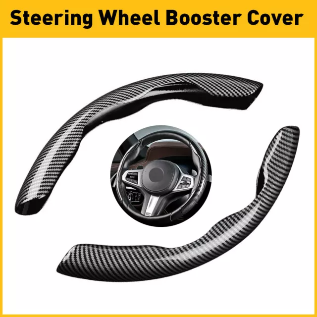 2x Carbon Fiber Car Steering Wheel Booster Cover Non-Slip Accessories Black