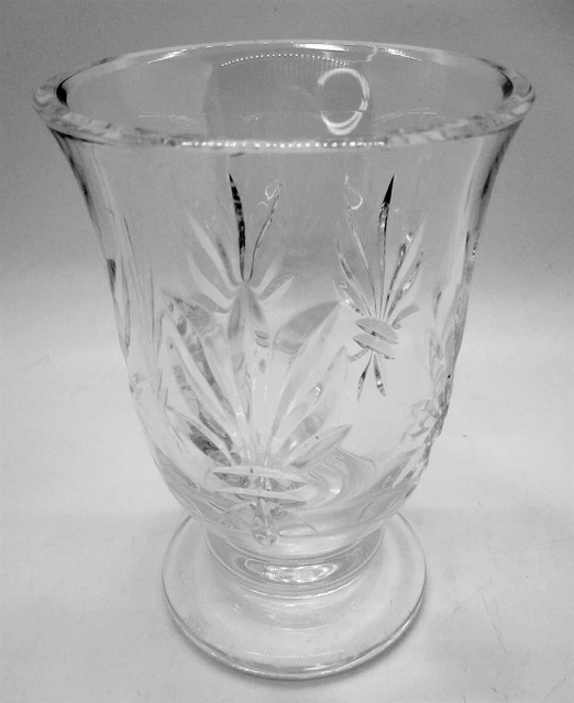 Stuart Crystal Fleur de Lis Lys Vase 6" Candle Holder Fan Cut England Signed