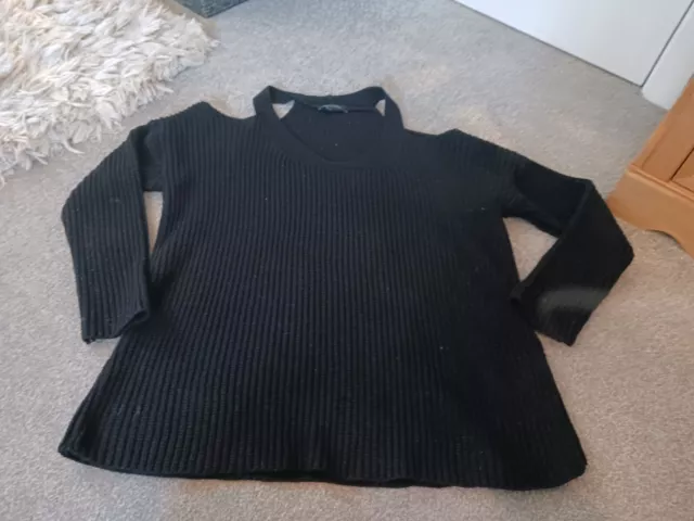 New Look Ladies Black Open Shoulder Jumper Size S 99p