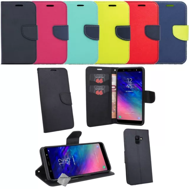 Housse etui coque portefeuille pour Samsung Galaxy J6 (2018) + film ecran