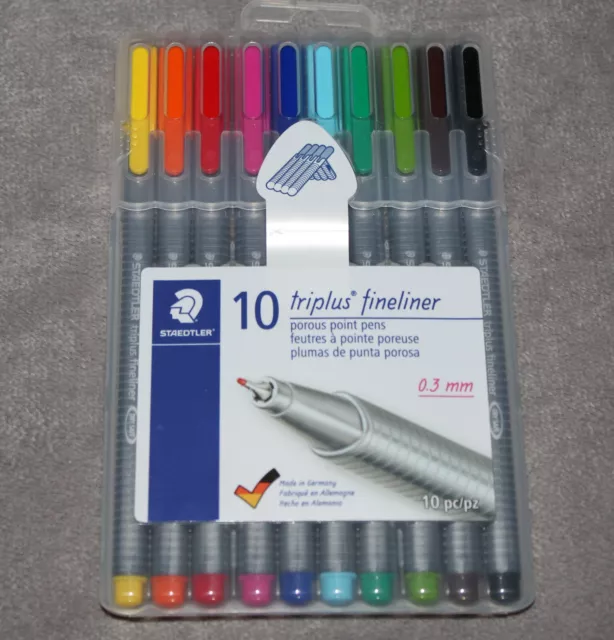 Staedtler Triplus Fineliner German Precision Assorted Color 10 Felt Fine Tip Pen