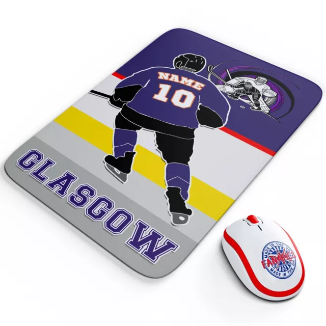 Glasgow Ice Hockey Mouse Mat Personalised Computer Mouse Pad Mens Dad Gift IH06