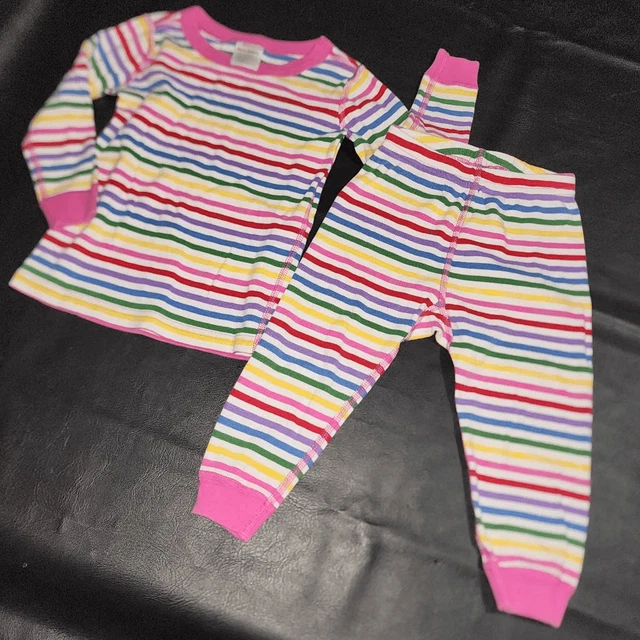 Hanna Andersson Girls Pink Rainbow Stripe Pajamas 85 2T