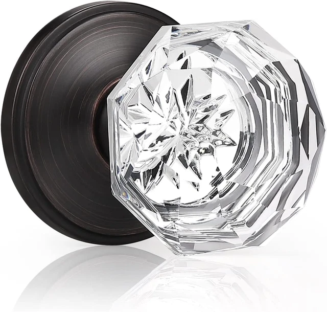 1 Pack Crystal Individual Dummy Door Knob, Single Sided Classic Rosette Faceted