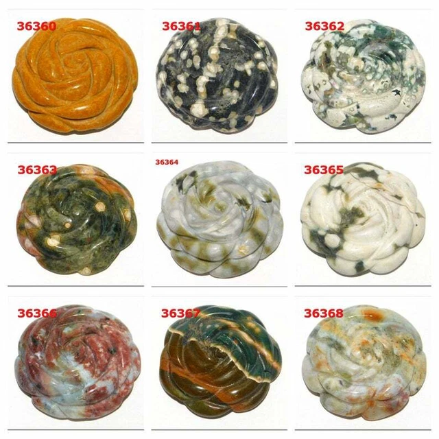 Natural Sparkling Ocean Jasper Flower Carving Hand Polish Loose Gemstone Lot