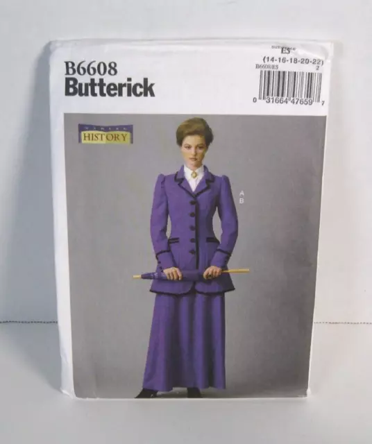 Butterick 6608 Making History Victorian Suit Pattern Misses 14-22  Uncut