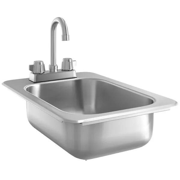 Stainless Steel 1 Compartment Drop in Sink 18"x12x5" - Bowl Size 10"x14"x10"
