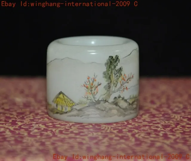 China Glass Colored glaze painted landscape Tree thumb ring ring finger ring