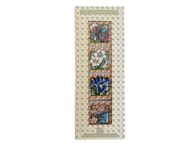 Santa Barbara Ceramic Design Floral Art Tile Magnets 1993 Vintage New Old Stock