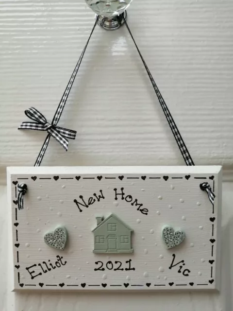 * Handmade Personalised New Home House Plaque Sign Gift Present Shabby Chic *